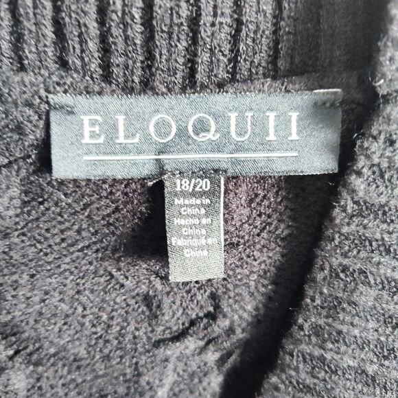 New Eloquii Sweater Dress Novelty Stitch Cardigan Size 18 / 20 Black Academia - Picture 14 of 16